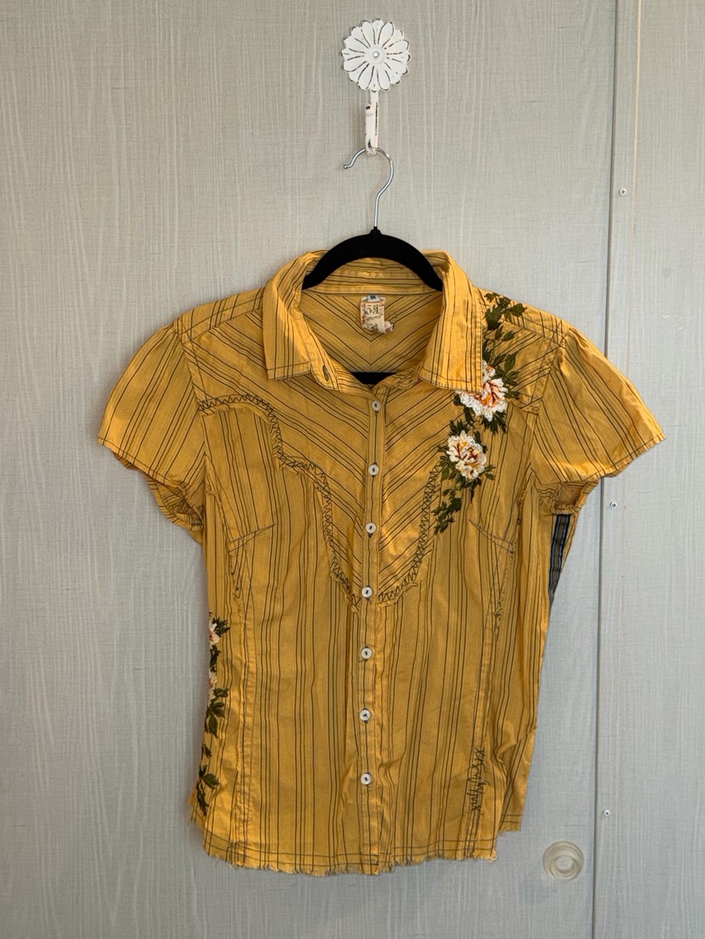 3 J Workshop Johnny Was Y2K Vintage Embroidered Button Down Top SZ M